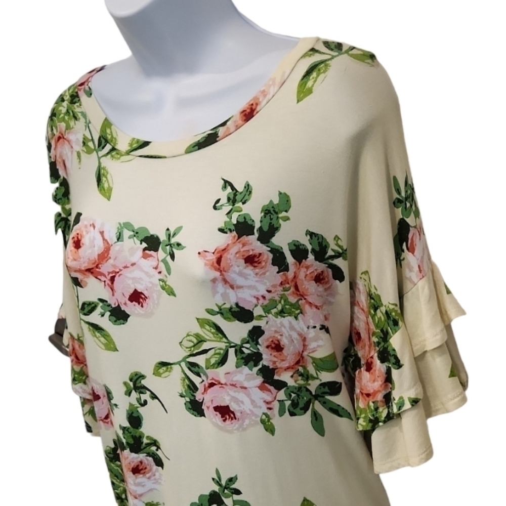 FANTASTIC Fawn Floral Ruffle Sleeve Top - Picture 4 of 6